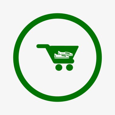alışveriş sepeti spor ayakkabı, vektör çizim ile minimalist simgesi