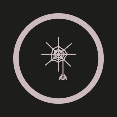 minimalist simgesi spiderweb ve örümcek, vektör çizim
