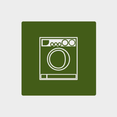 çamaşır makinesi düz simgesi, vektör, illüstrasyon