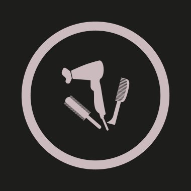 minimalist vektör simgesi saç kurutma makinesi ve fırçalar