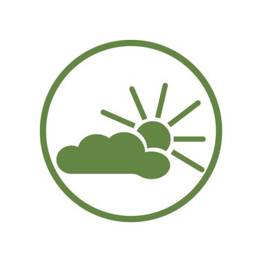 Güneş ve bulut düz simgesi, vektör çizim 