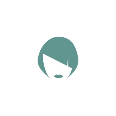 kadın baş kısa saç modeli ile minimalist vektör simgesi