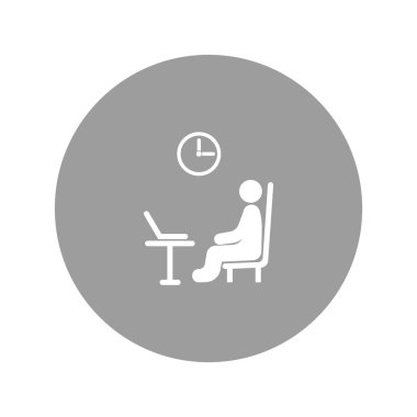 çalışma alanı düz simgesi, vektör, illüstrasyon laptop ile erkek avatar 