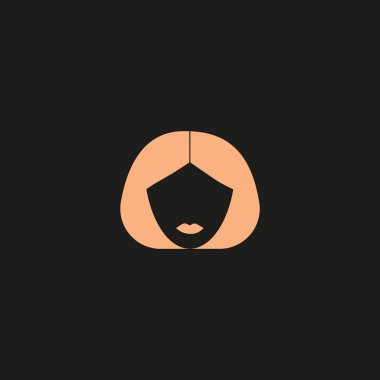 kadın baş kısa saç modeli ile minimalist vektör simgesi