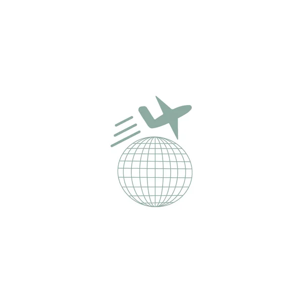 Minimalistic Vector Icon Globe Aircraft — Stock Vector
