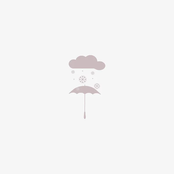 Parapluie Avec Icône Style Plat Nuage Neigeux Illustration Vectorielle — Image vectorielle