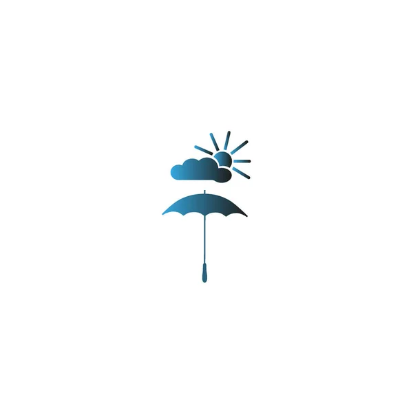 Umbrella Sun Cloud Flat Style Icon Vector Illustration — Stock Vector