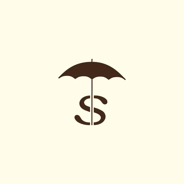 Зонтик Символом Доллара Плоский Стиль Значок Векторная Иллюстрация — стоковый вектор