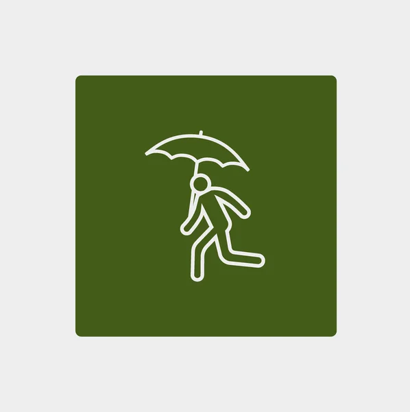 Silhuetten Kör Man Med Paraply Enkel Ikon — Stock vektor