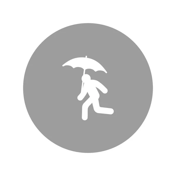 Silhouette Running Man Umbrella Simple Icon — Stock Vector