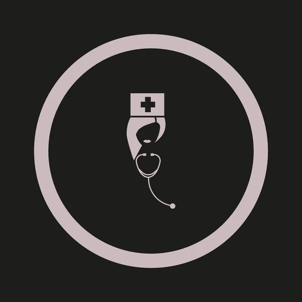 Pielęgniarka Avatar Stetoskop Płaskie Ikona Wektor Ilustracja — Wektor stockowy