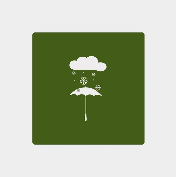 Paraply Med Snöiga Moln Platta Stilikon Vektorillustration — Stock vektor