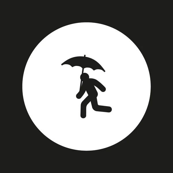Silueta Běžící Muž Deštníkem Jednoduché Ikony — Stockový vektor