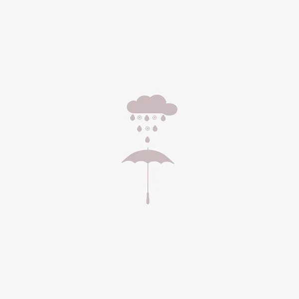 Parapluie Avec Icône Style Plat Nuage Pluvieux Illustration Vectorielle — Image vectorielle