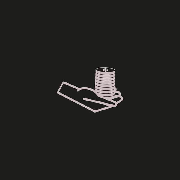 Рука Монетами Плоская Икона Вектор Иллюстрация Концепция Благотворительности — стоковый вектор