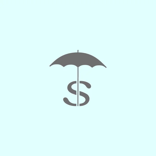 Umbrella Dollar Symbol Flat Style Icon Vector Illustration — Stock Vector