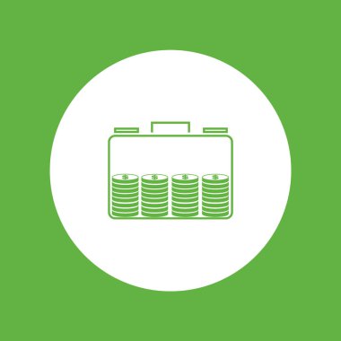 Evrak çantası ile para düz stil ikonu, vektör çizim  