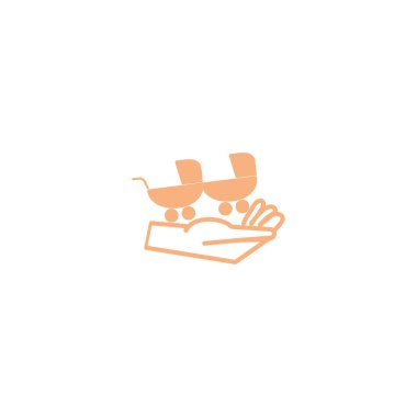 el düz stil simgesi, vektör çizim üzerinde iki bebek arabası  