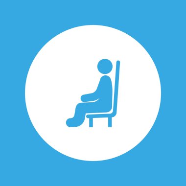 Erkek avatar oturma sandalye düz simgesi, vektör, illüstrasyon  