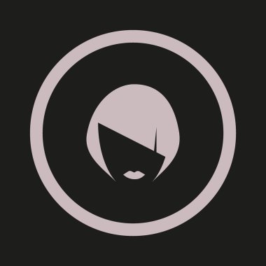 kadın baş kısa saç modeli ile minimalist vektör simgesi