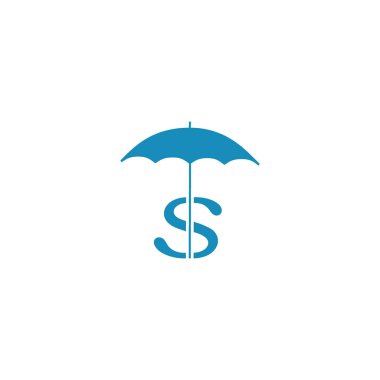 dolar işareti düz stil ikonu, vektör çizim ile şemsiye 