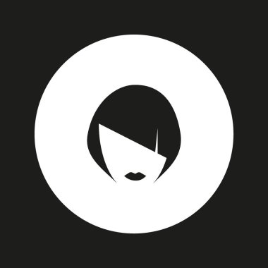 kadın baş kısa saç modeli ile minimalist vektör simgesi