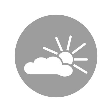 Güneş ve bulut düz simgesi, vektör çizim 