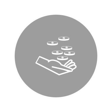 El paralar düz simgesi, vektör, illüstrasyon, sadaka kavramı ile 