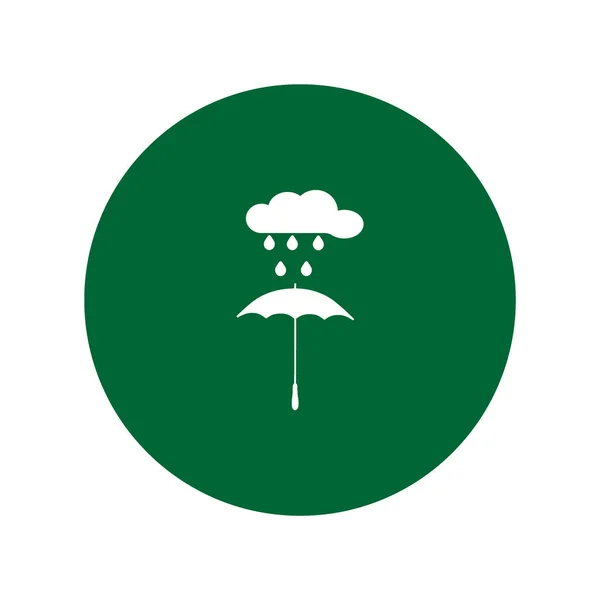Parapluie Avec Icône Style Plat Nuage Pluvieux Illustration Vectorielle — Image vectorielle