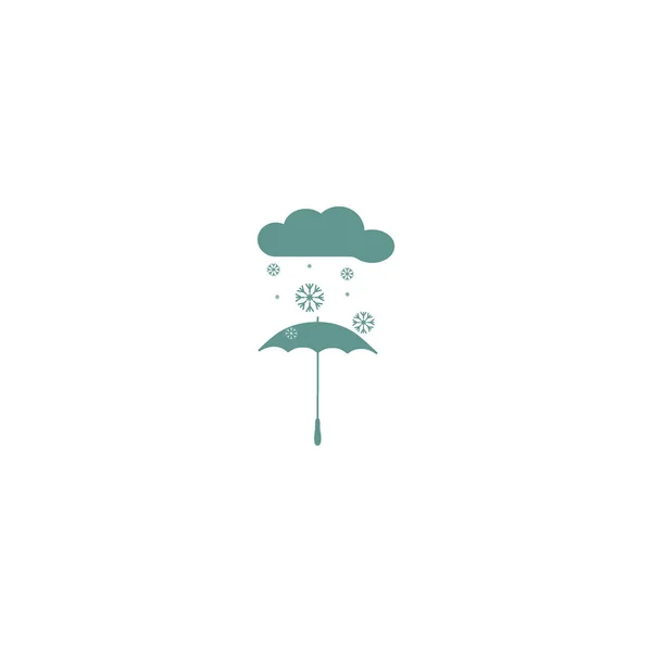 Regenschirm Mit Schneebedeckter Wolke Flach Stil Symbol Vektor Illustration — Stockvektor