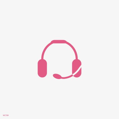 kulaklık yassı simgesi, vektör, illüstrasyon 