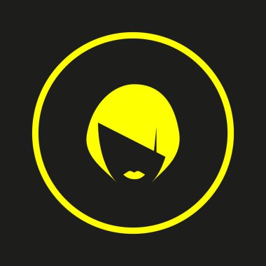 kadın baş kısa saç modeli ile minimalist vektör simgesi