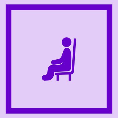 Erkek avatar oturma sandalye düz simgesi, vektör, illüstrasyon  