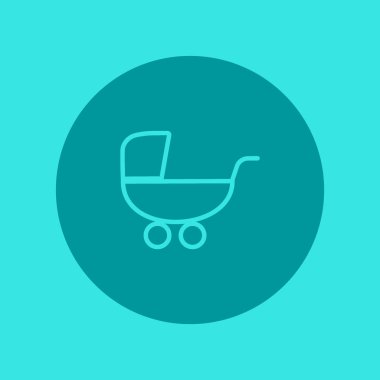 Çocuk arabası düz stil ikonu, vektör çizim  