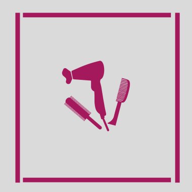 minimalist vektör simgesi saç kurutma makinesi ve fırçalar