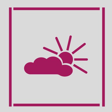 Güneş ve bulut düz simgesi, vektör çizim 