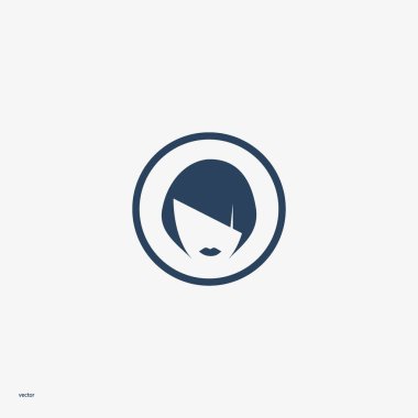 kadın baş kısa saç modeli ile minimalist vektör simgesi