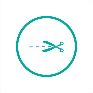 makas ve kesme satırı vektör çizim simgesi