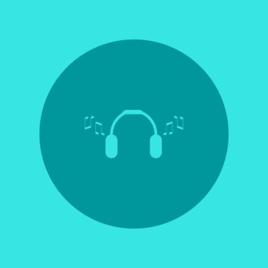 kulaklık yassı simgesi, vektör, illüstrasyon 