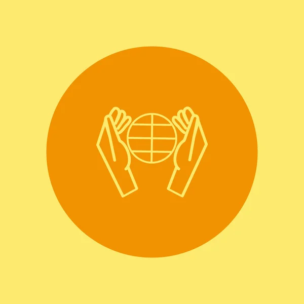 Vector Icon Illustration Human Hands Holding Globe — Stock Vector