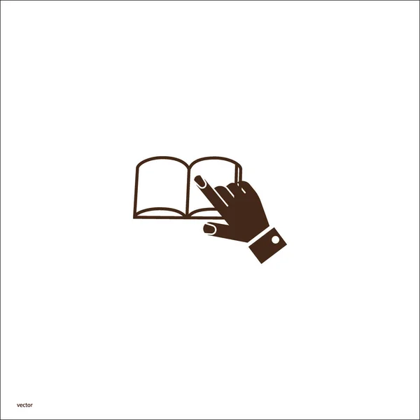 Mano Apuntando Libro Icono Simple — Vector de stock