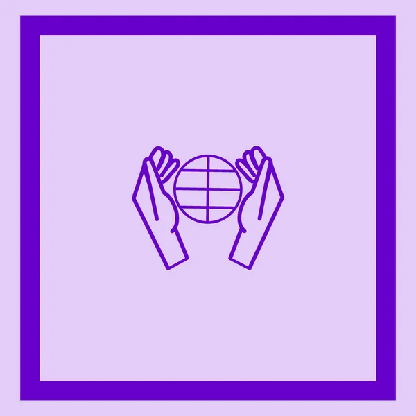 Vector Icon Illustration Human Hands Holding Globe — Stock Vector