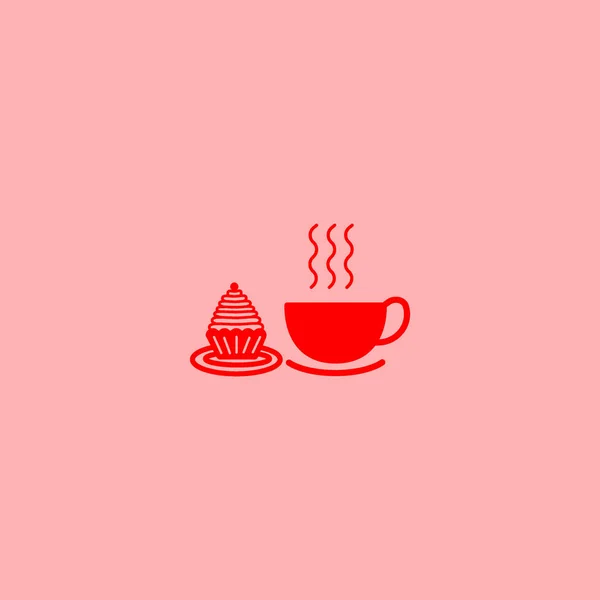 ケーキと紅茶のカップのベクトル イラスト — ストックベクタ