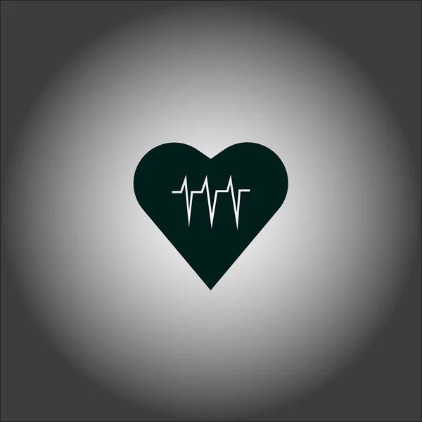 Cardiograma Del Corazón Icono Plano Vector Ilustración — Vector de stock