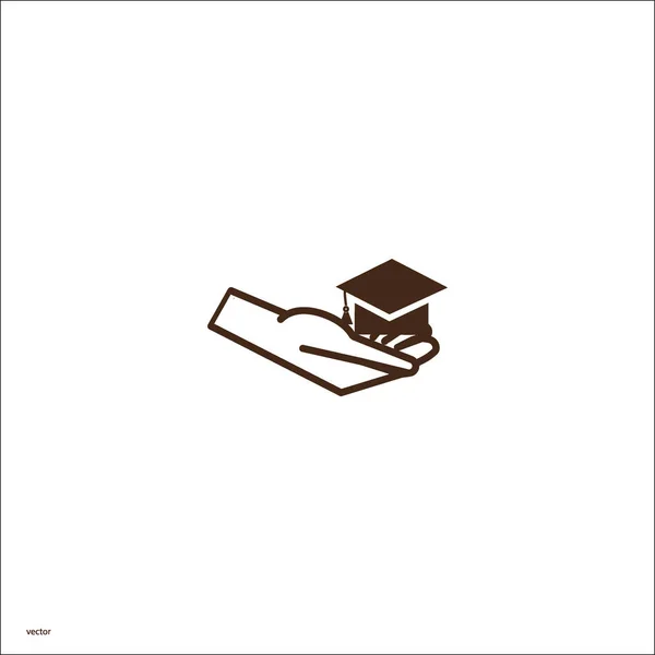 Bachelor Cap Human Hand Icon Vector Illustration — Stock Vector