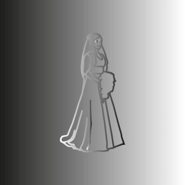 gelinlik giyen gelinin minimalist vektör simgesi