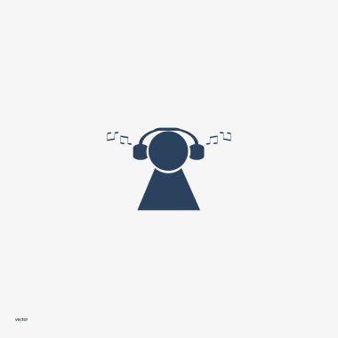 kulaklık düz simgesi, vektör, illüstrasyon