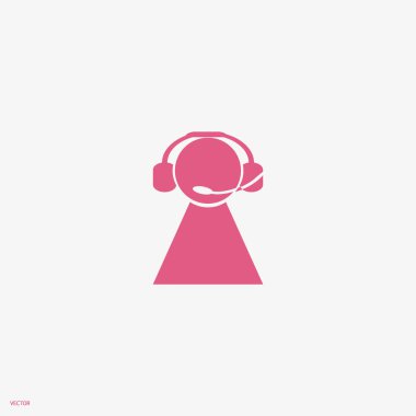 kulaklık yassı simgesi, vektör, illüstrasyon 