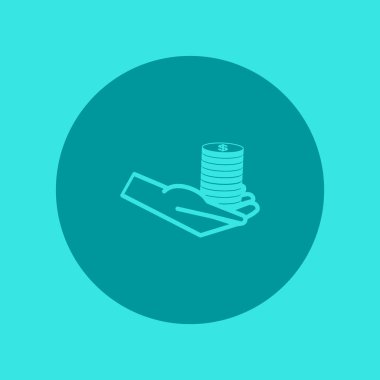 El paralar düz simgesi, vektör, illüstrasyon, sadaka kavramı ile 