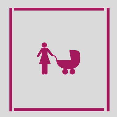 Anne Bebek arabası ile ayakta vektör simgesi